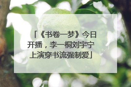 《书卷一梦》今日开播，李一桐刘宇宁上演穿书流强制爱