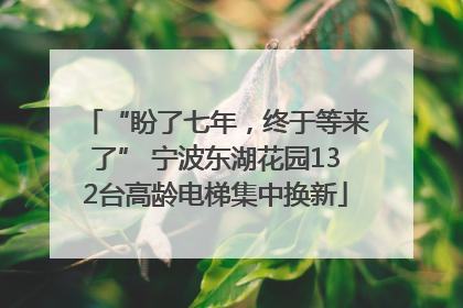 “盼了七年，终于等来了” 宁波东湖花园132台高龄电梯集中换新
