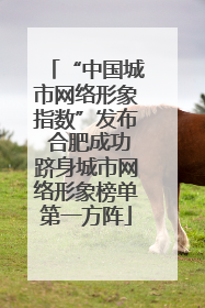 “中国城市网络形象指数”发布 合肥成功跻身城市网络形象榜单第一方阵