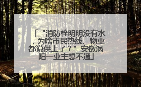 “消防栓明明没有水，为啥市民热线、物业都说供上了？”安徽涡阳一业主想不通