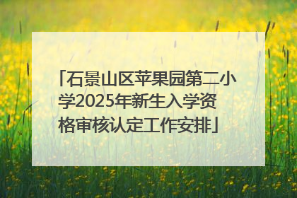 石景山区苹果园第二小学2025年新生入学资格审核认定工作安排