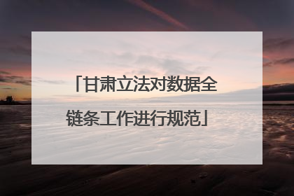 甘肃立法对数据全链条工作进行规范