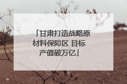 甘肃打造战略原材料保障区 目标产值破万亿