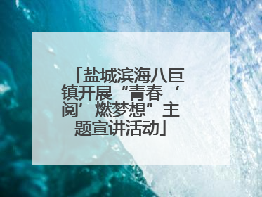 盐城滨海八巨镇开展“青春‘阅’燃梦想”主题宣讲活动