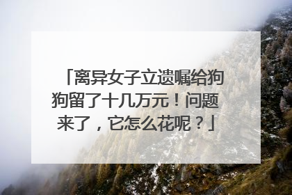离异女子立遗嘱给狗狗留了十几万元！问题来了，它怎么花呢？