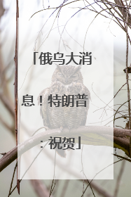 俄乌大消息！特朗普：祝贺