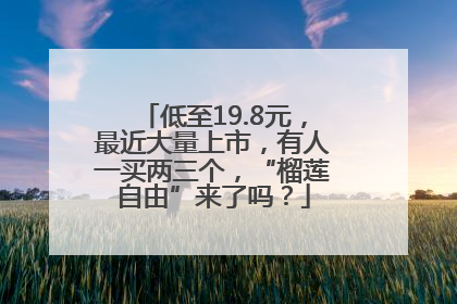 低至19.8元，最近大量上市，有人一买两三个，“榴莲自由”来了吗？