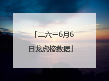 二六三6月6日龙虎榜数据