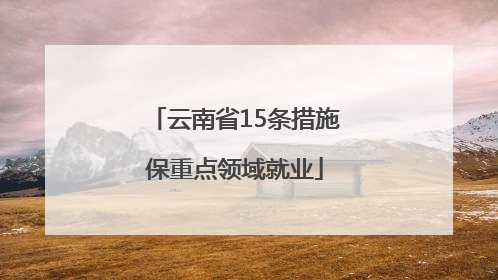 云南省15条措施保重点领域就业