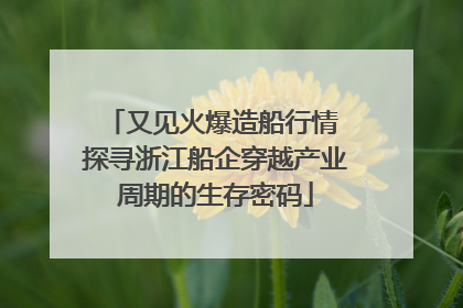 又见火爆造船行情 探寻浙江船企穿越产业周期的生存密码