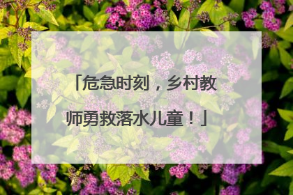 危急时刻，乡村教师勇救落水儿童！