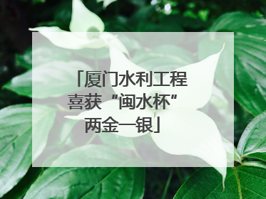厦门水利工程喜获“闽水杯”两金一银