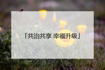 共治共享 幸福升级