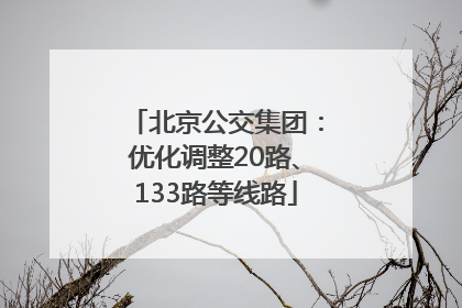 北京公交集团：优化调整20路、133路等线路
