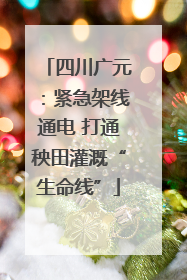 四川广元：紧急架线通电 打通秧田灌溉“生命线”