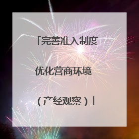 完善准入制度 优化营商环境（产经观察）