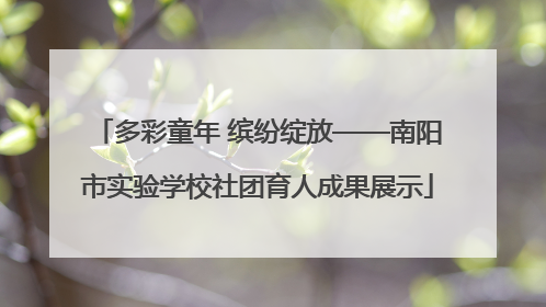 多彩童年 缤纷绽放——南阳市实验学校社团育人成果展示