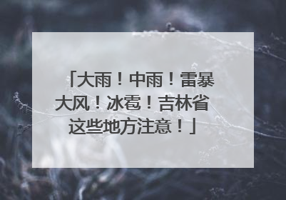 大雨！中雨！雷暴大风！冰雹！吉林省这些地方注意！