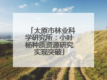 太原市林业科学研究所：小叶杨种质资源研究实现突破