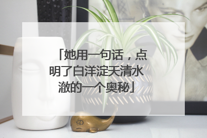 她用一句话，点明了白洋淀天清水澈的一个奥秘