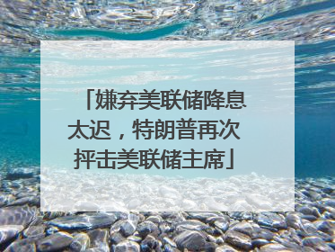 嫌弃美联储降息太迟，特朗普再次抨击美联储主席