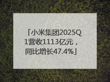 小米集团2025Q1营收1113亿元，同比增长47.4%