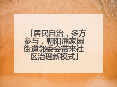 居民自治，多方参与，朝阳潘家园街道邻委会带来社区治理新模式