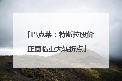 巴克莱：特斯拉股价正面临重大转折点