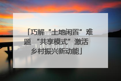巧解“土地闲置”难题 “共享模式”激活乡村振兴新动能