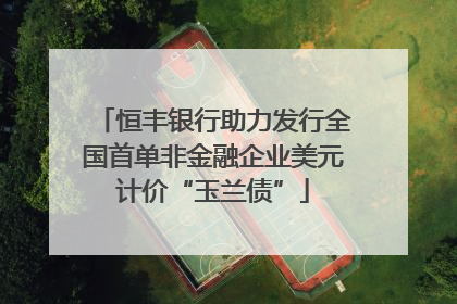 恒丰银行助力发行全国首单非金融企业美元计价“玉兰债”