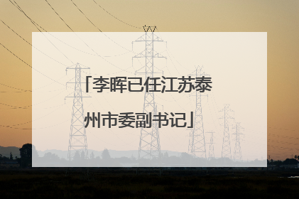 李晖已任江苏泰州市委副书记