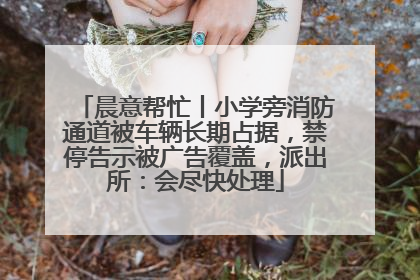 晨意帮忙丨小学旁消防通道被车辆长期占据，禁停告示被广告覆盖，派出所：会尽快处理