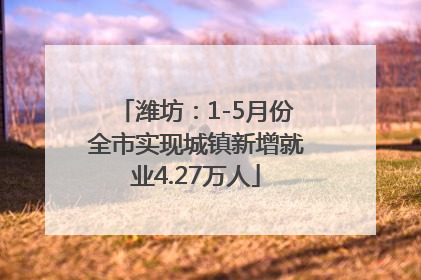 潍坊：1-5月份全市实现城镇新增就业4.27万人