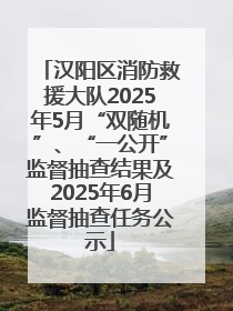 汉阳区消防救援大队2025年5月“双随机”、“一公开”监督抽查结果及2025年6月监督抽查任务公示