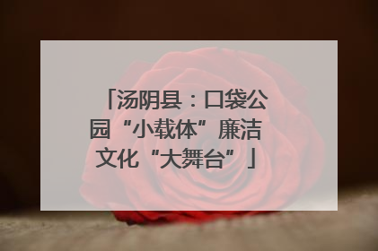 汤阴县：口袋公园“小载体”廉洁文化“大舞台”