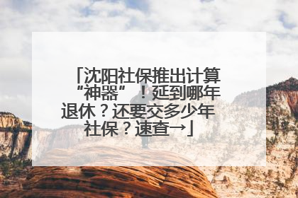 沈阳社保推出计算“神器”！延到哪年退休？还要交多少年社保？速查→