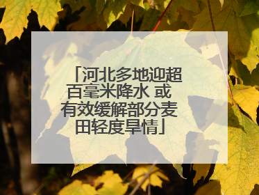 河北多地迎超百毫米降水 或有效缓解部分麦田轻度旱情