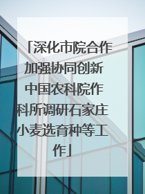 深化市院合作 加强协同创新 中国农科院作科所调研石家庄小麦选育种等工作