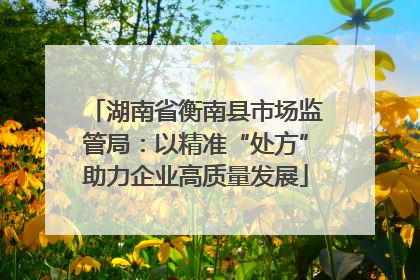 湖南省衡南县市场监管局：以精准“处方”助力企业高质量发展