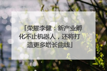 荣耀李健：新产业孵化不止机器人，还将打造更多增长曲线