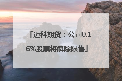 迈科期货：公司0.16%股票将解除限售