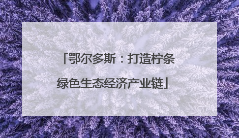 鄂尔多斯：打造柠条绿色生态经济产业链