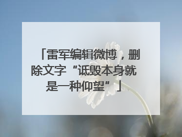 雷军编辑微博，删除文字“诋毁本身就是一种仰望”