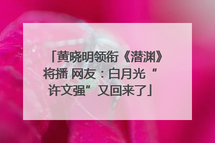 黄晓明领衔《潜渊》将播 网友：白月光“许文强”又回来了
