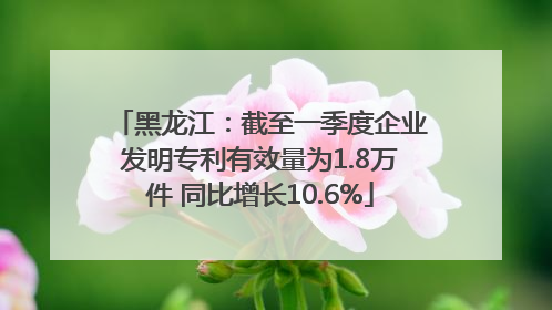 黑龙江：截至一季度企业发明专利有效量为1.8万件 同比增长10.6%