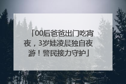 00后爸爸出门吃宵夜，3岁娃凌晨独自夜游！警民接力守护