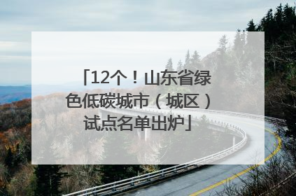 12个！山东省绿色低碳城市（城区）试点名单出炉
