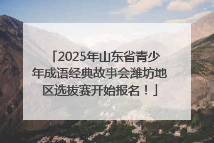 2025年山东省青少年成语经典故事会潍坊地区选拔赛开始报名！